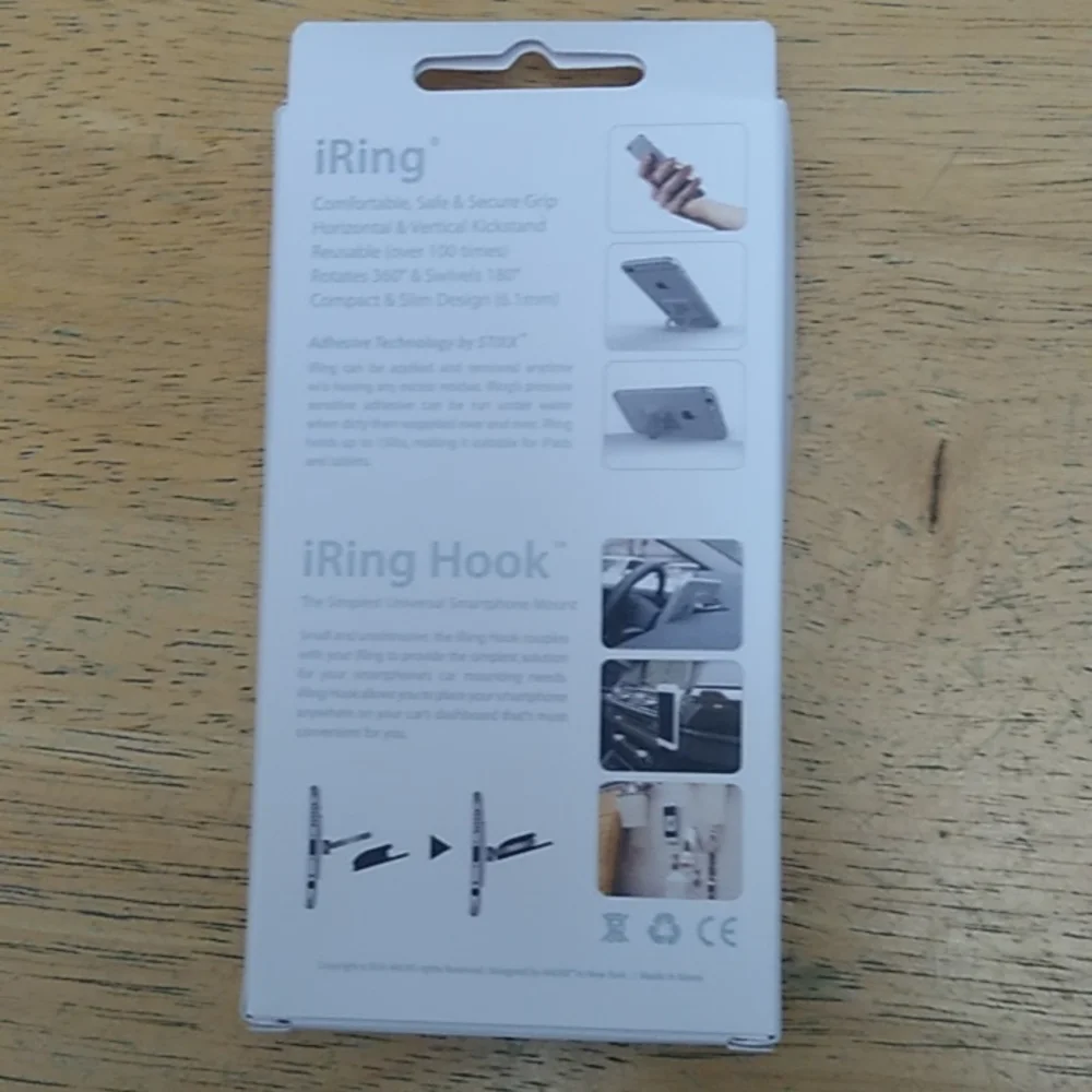 iRing Cellphone Grip and Kickstand, Silver, NiB